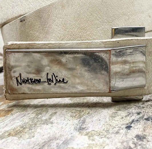 Number Nine Cracked White Paint Clip Belt