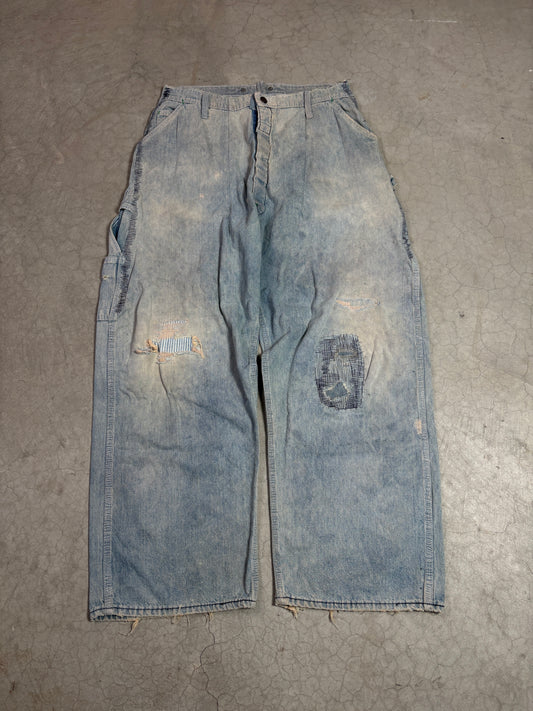 Vintage 50's Repaired and Reworked with Sasiko/Boro mending Jeans