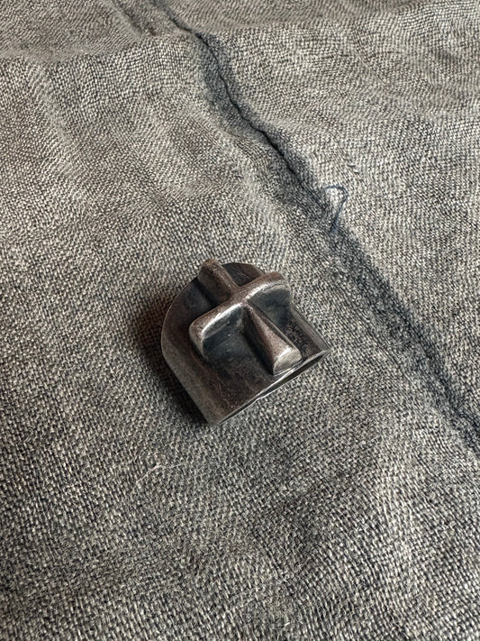 .925 Silver 80s Thick Cross Ring