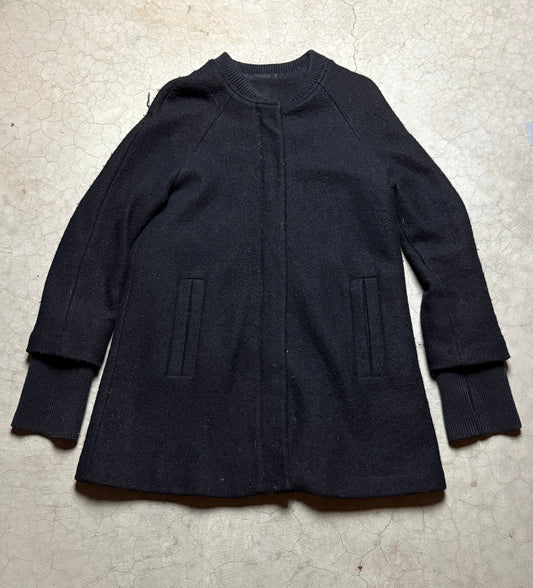 CannIBAL Avant-Garde Wool Coat with Hand-Stitched Beetle Patch