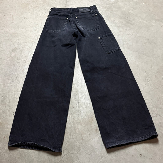 Discont'd Jet Black Baggy Straight Leg Jeans