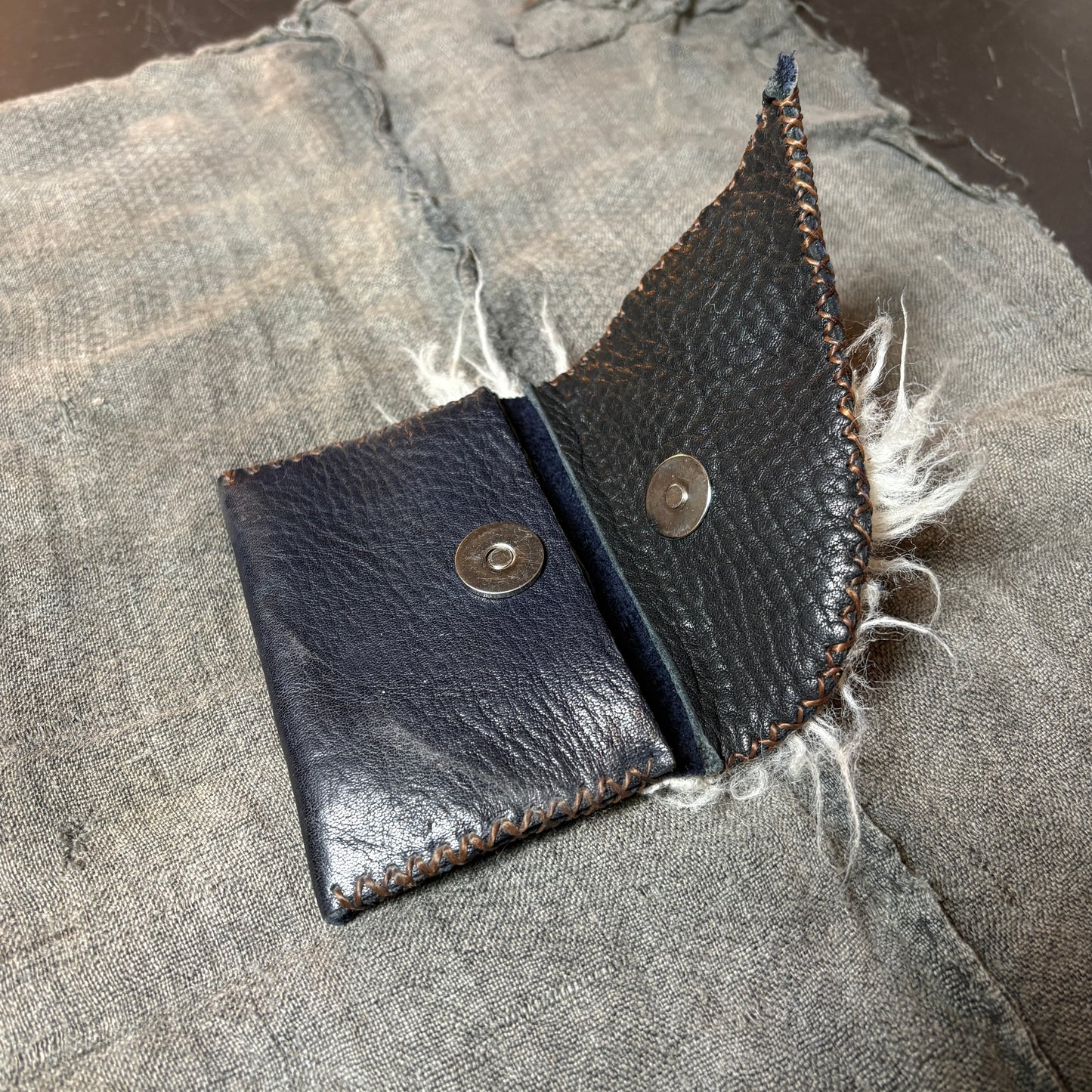 Handmade Artisan Leather / Fur Wallet