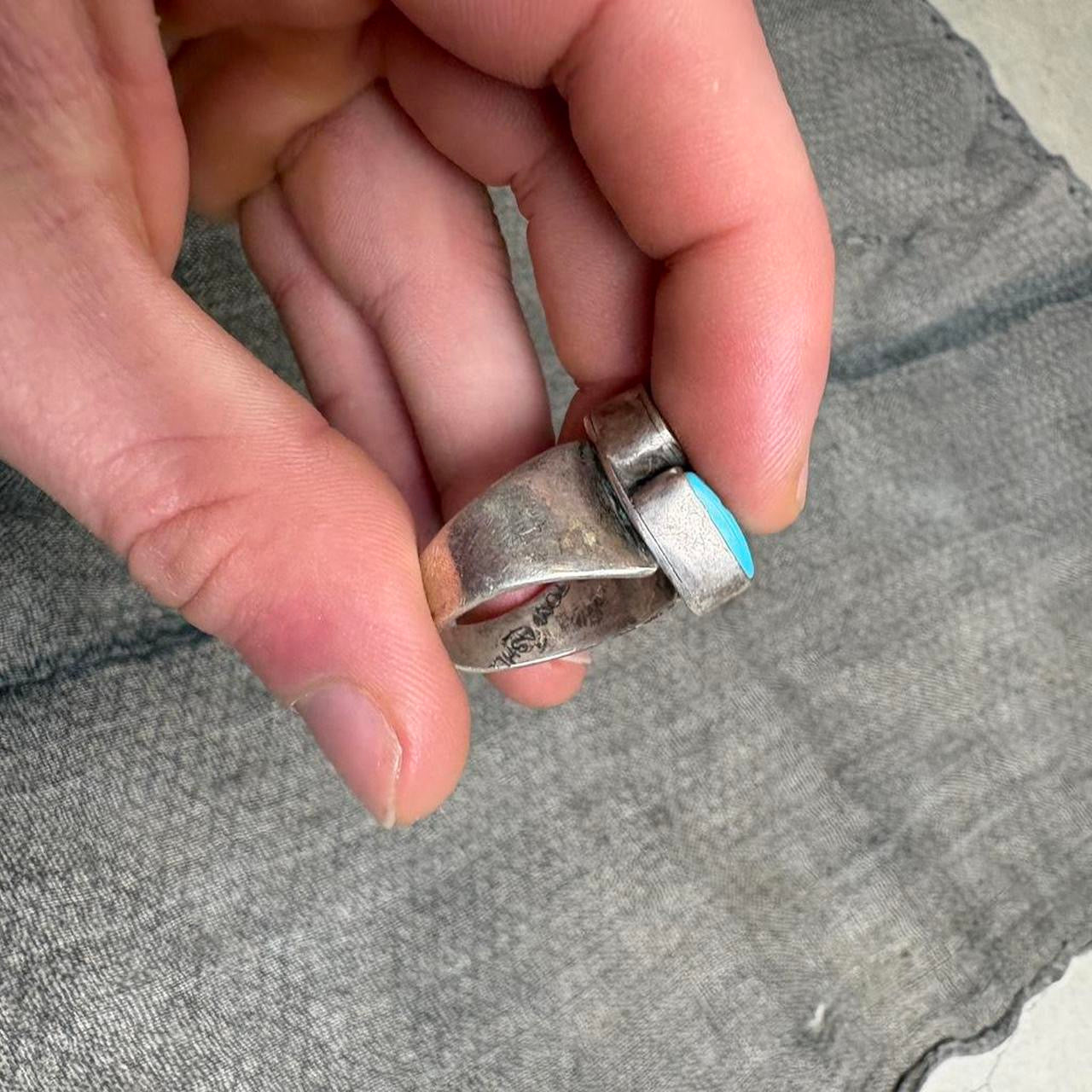70s Tom Ashira Sterling Silver Turquoise Ring
