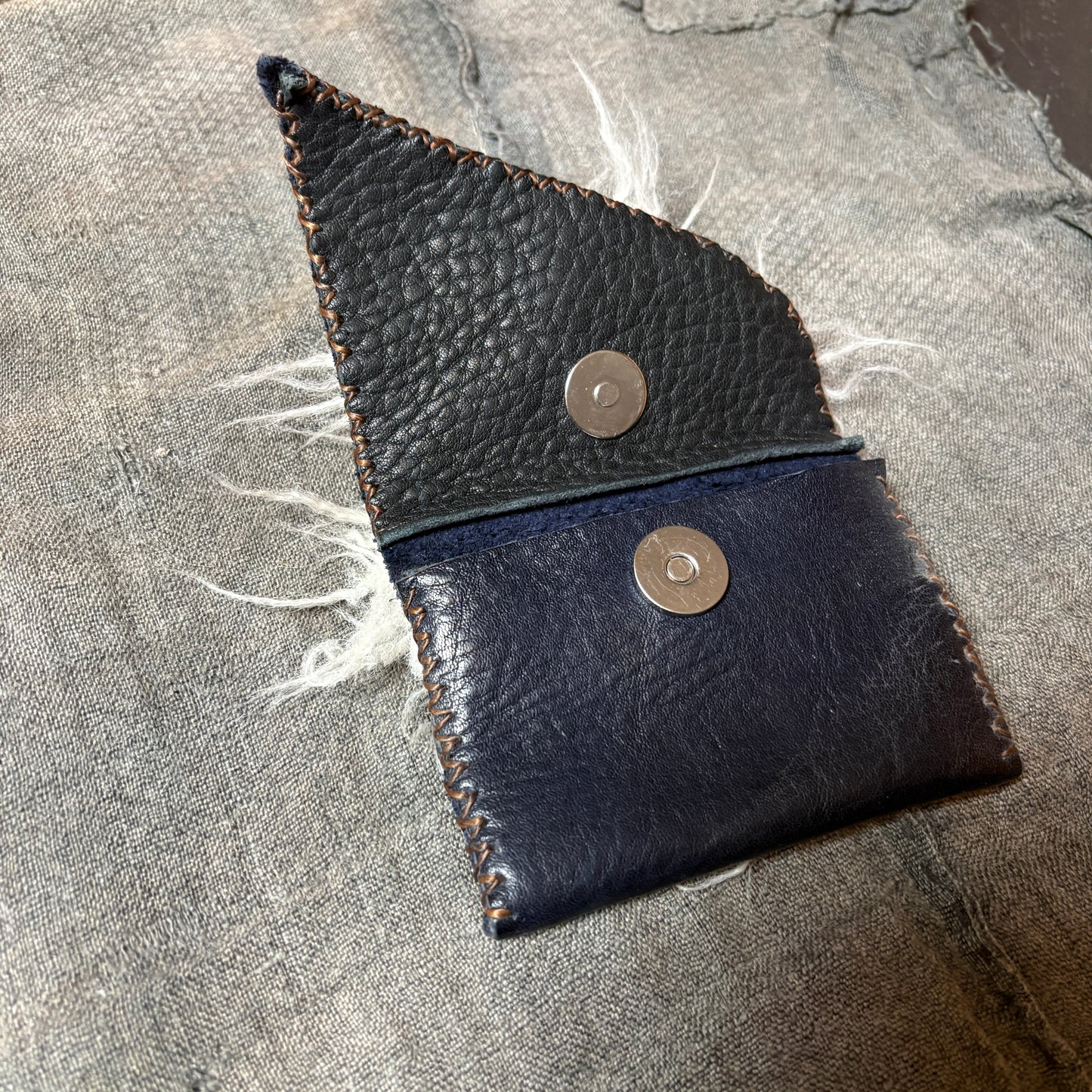 Handmade Artisan Leather / Fur Wallet