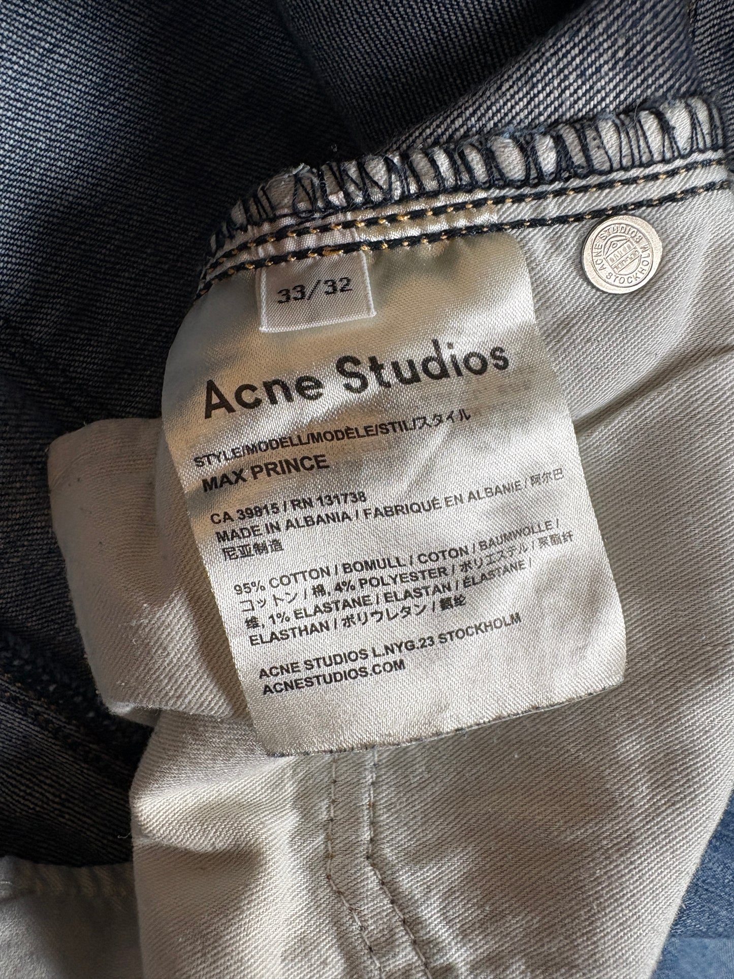Acne Studios Max Prince Jeans – Blue Slim Fit (32)
