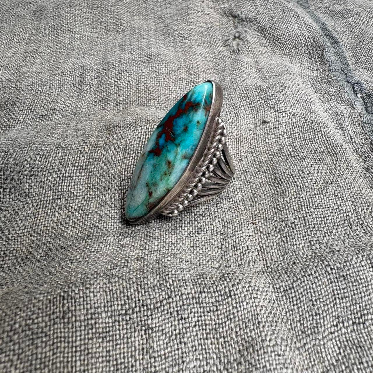 70s Native American Turquoise Ring Sterling Silver Navajo Style