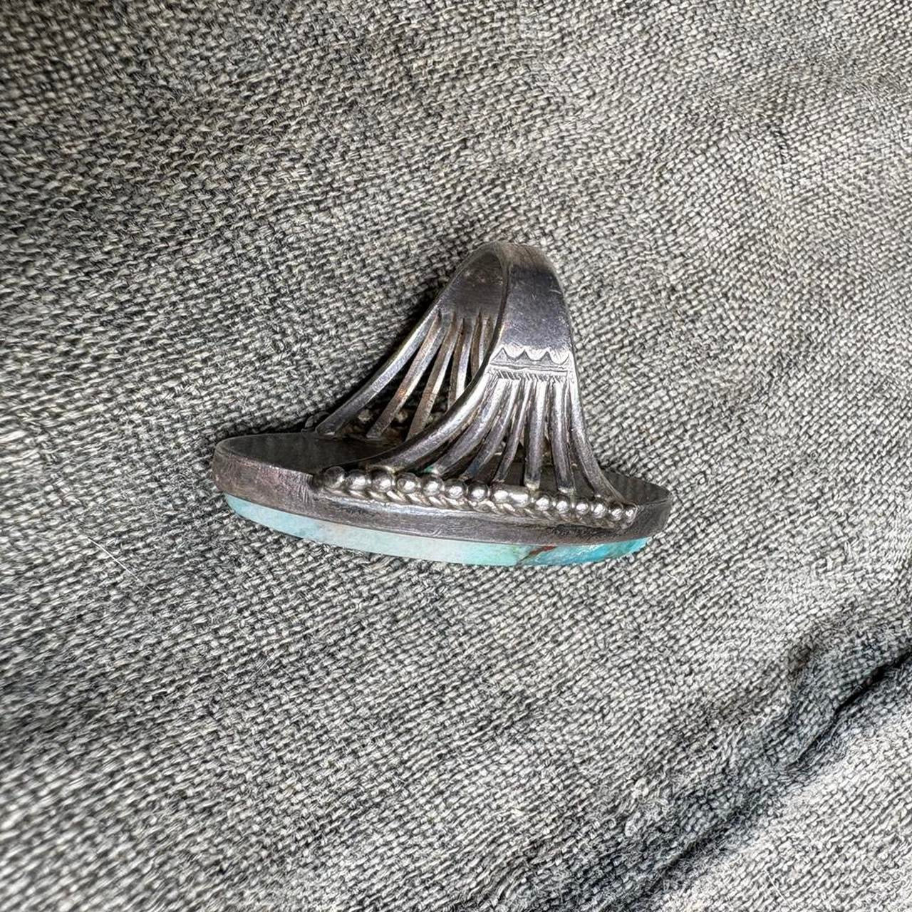 70s Native American Turquoise Ring Sterling Silver Navajo Style