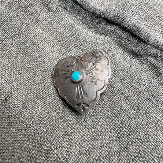 70s Native American Turquoise Sterling Silver Turquoise Concho Pendant Navajo