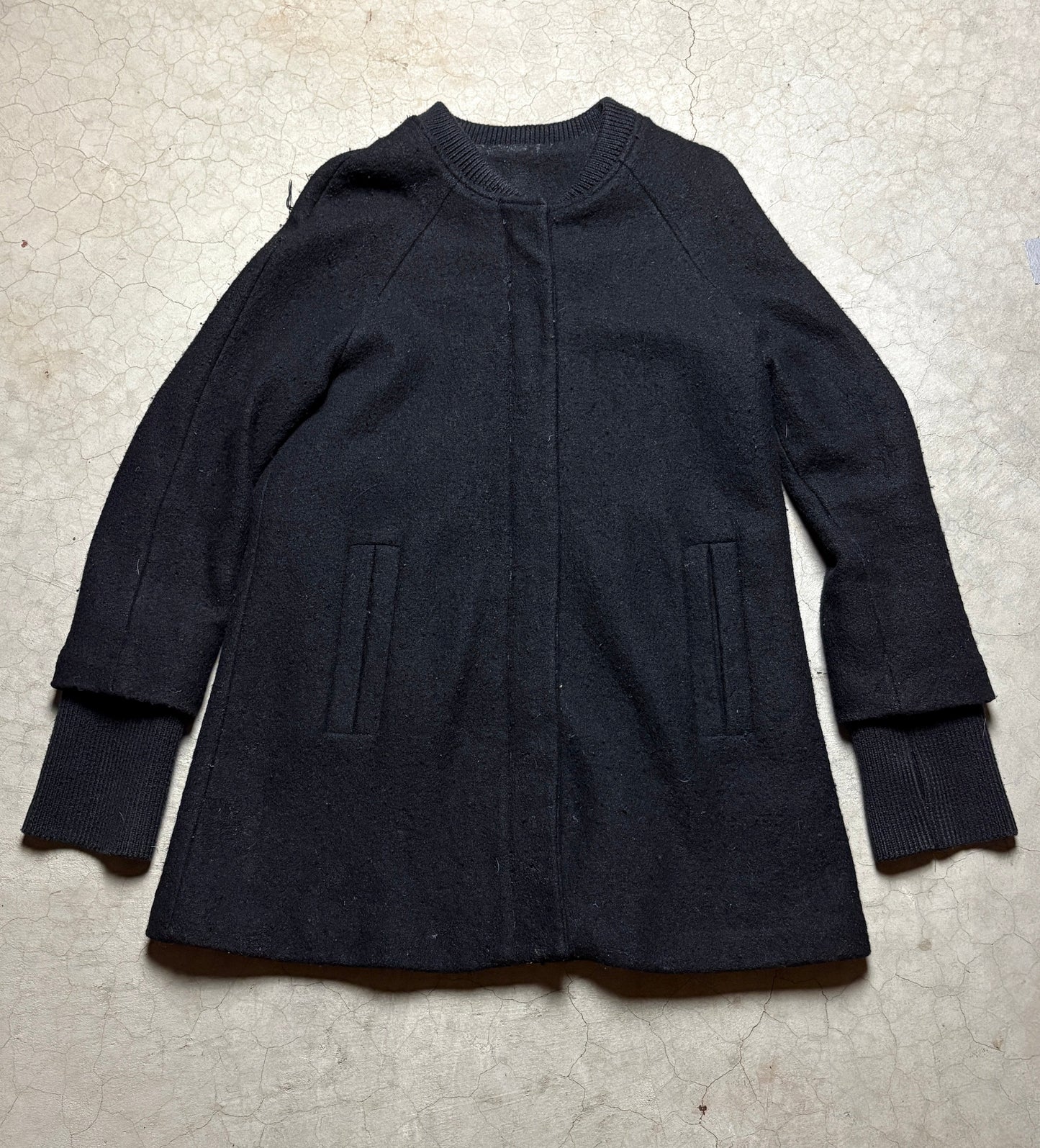CannIBAL Avant-Garde Wool Coat with Hand-Stitched Beetle Patch