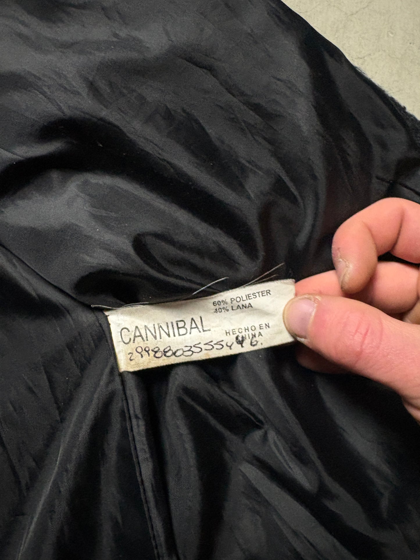 CannIBAL Avant-Garde Wool Coat with Hand-Stitched Beetle Patch
