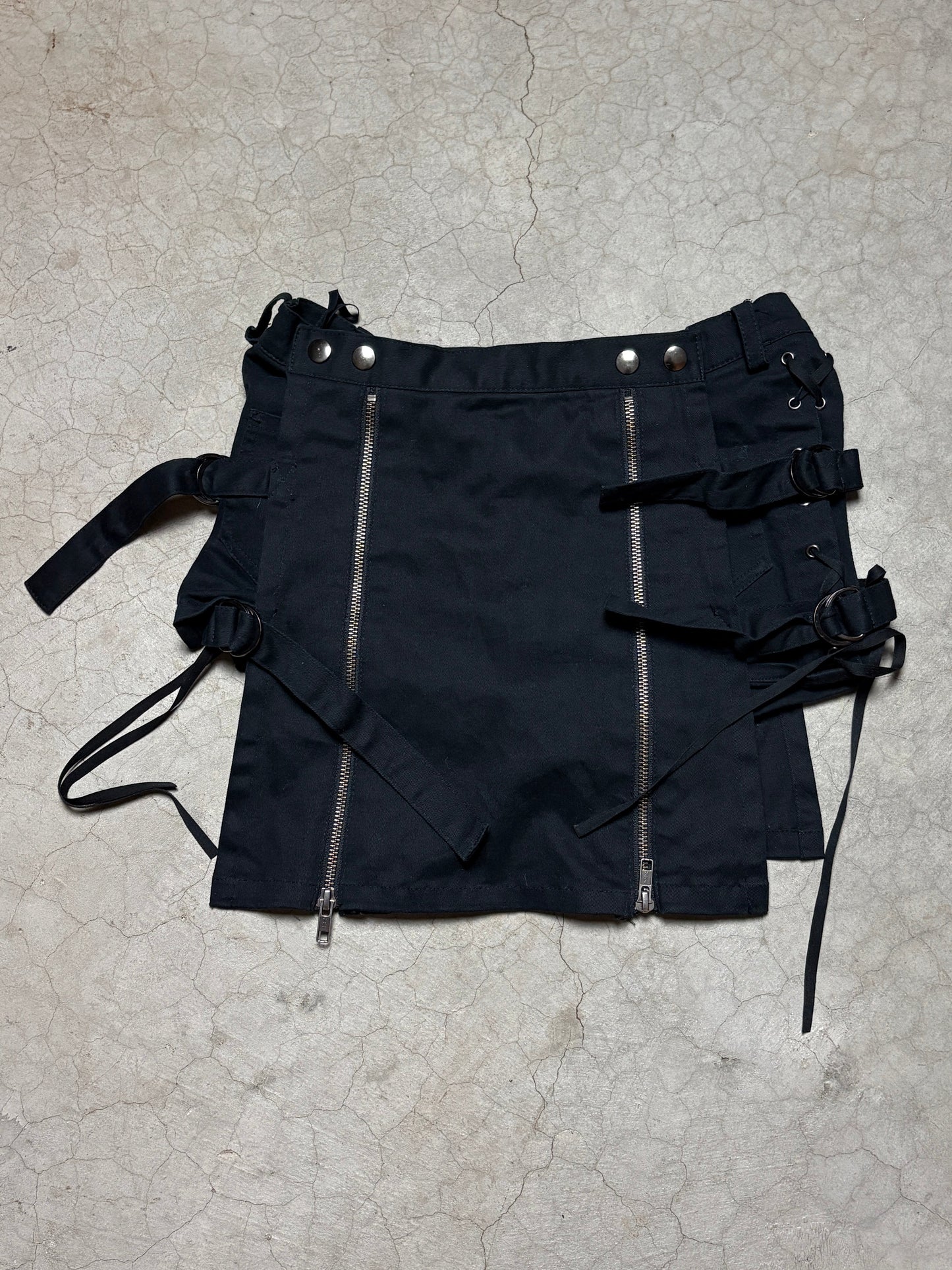 Peace Now Archive Bondage Mini Wrap Skirt Shorts w/ Zippers Straps from 2006
