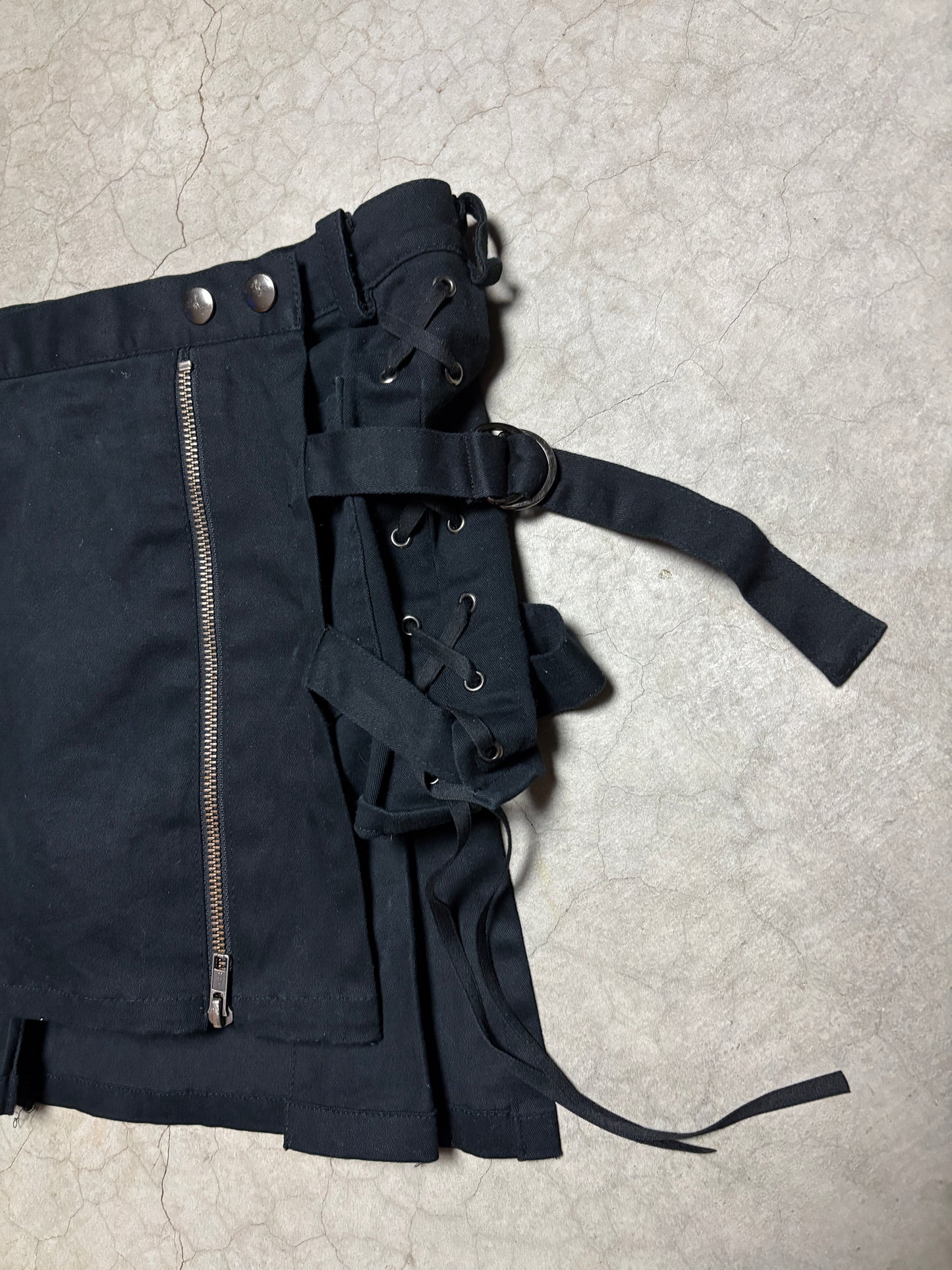 Peace Now Archive Bondage Mini Wrap Skirt Shorts w/ Zippers Straps from 2006