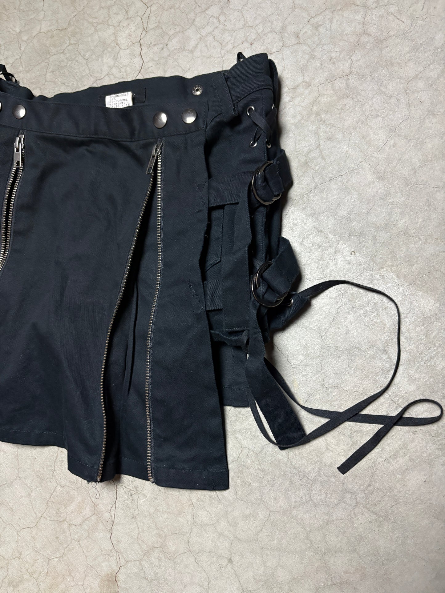 Peace Now Archive Bondage Mini Wrap Skirt Shorts w/ Zippers Straps from 2006