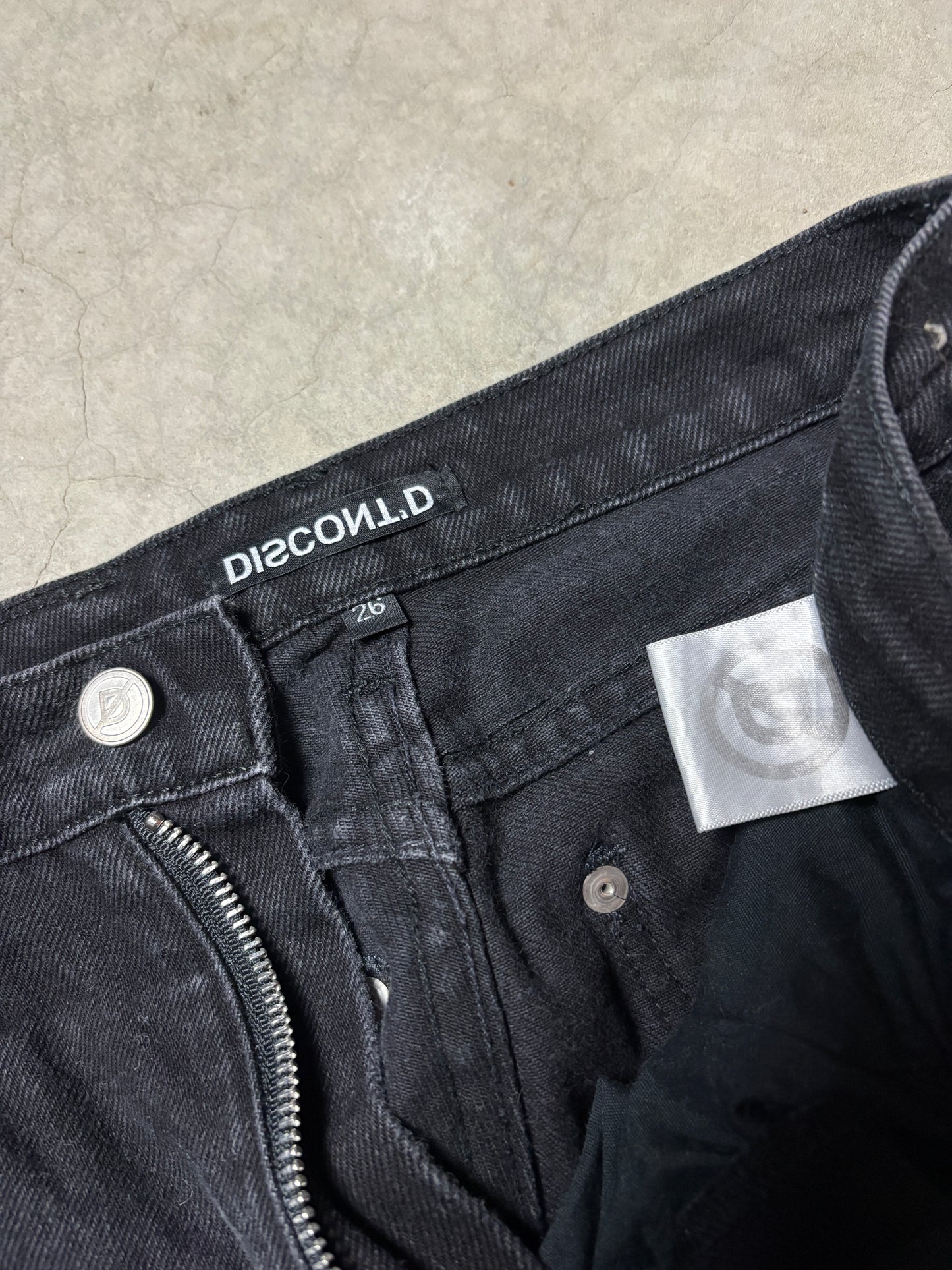 Discont'd Jet Black Baggy Straight Leg Jeans