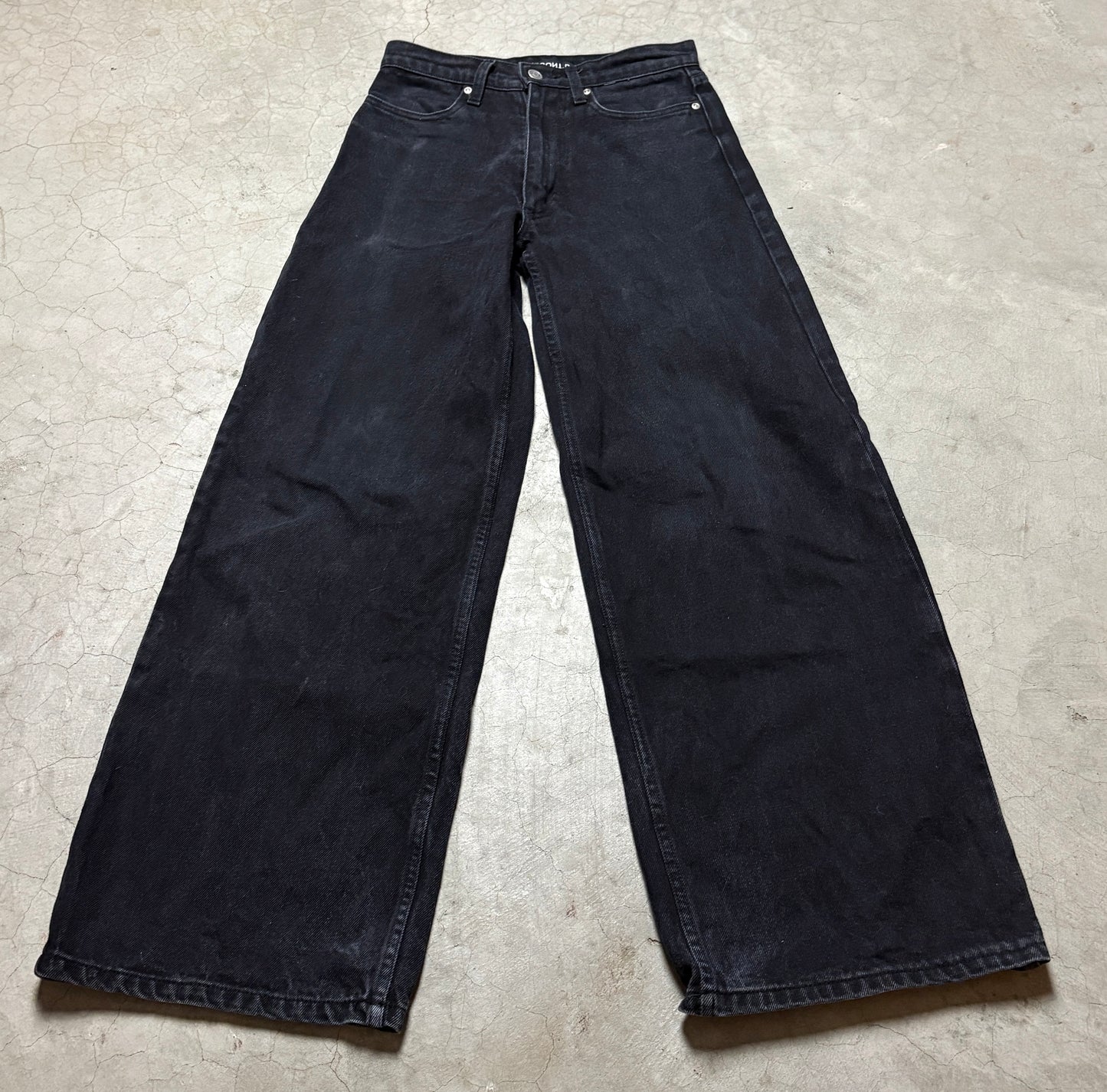 Discont'd Jet Black Baggy Straight Leg Jeans
