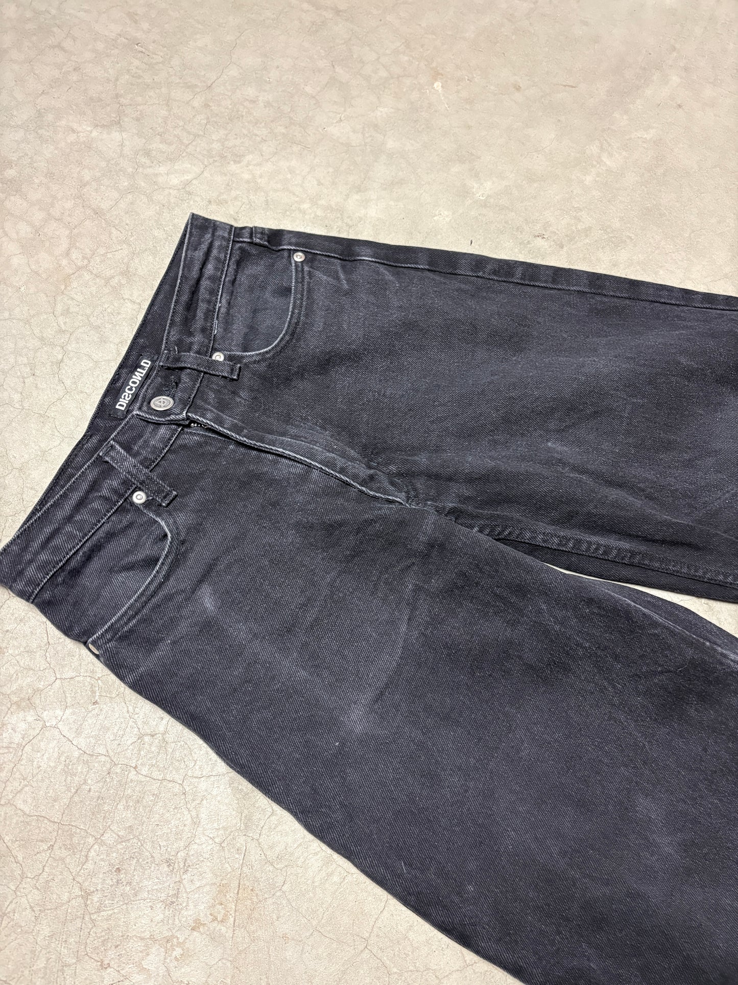 Discont'd Jet Black Baggy Straight Leg Jeans