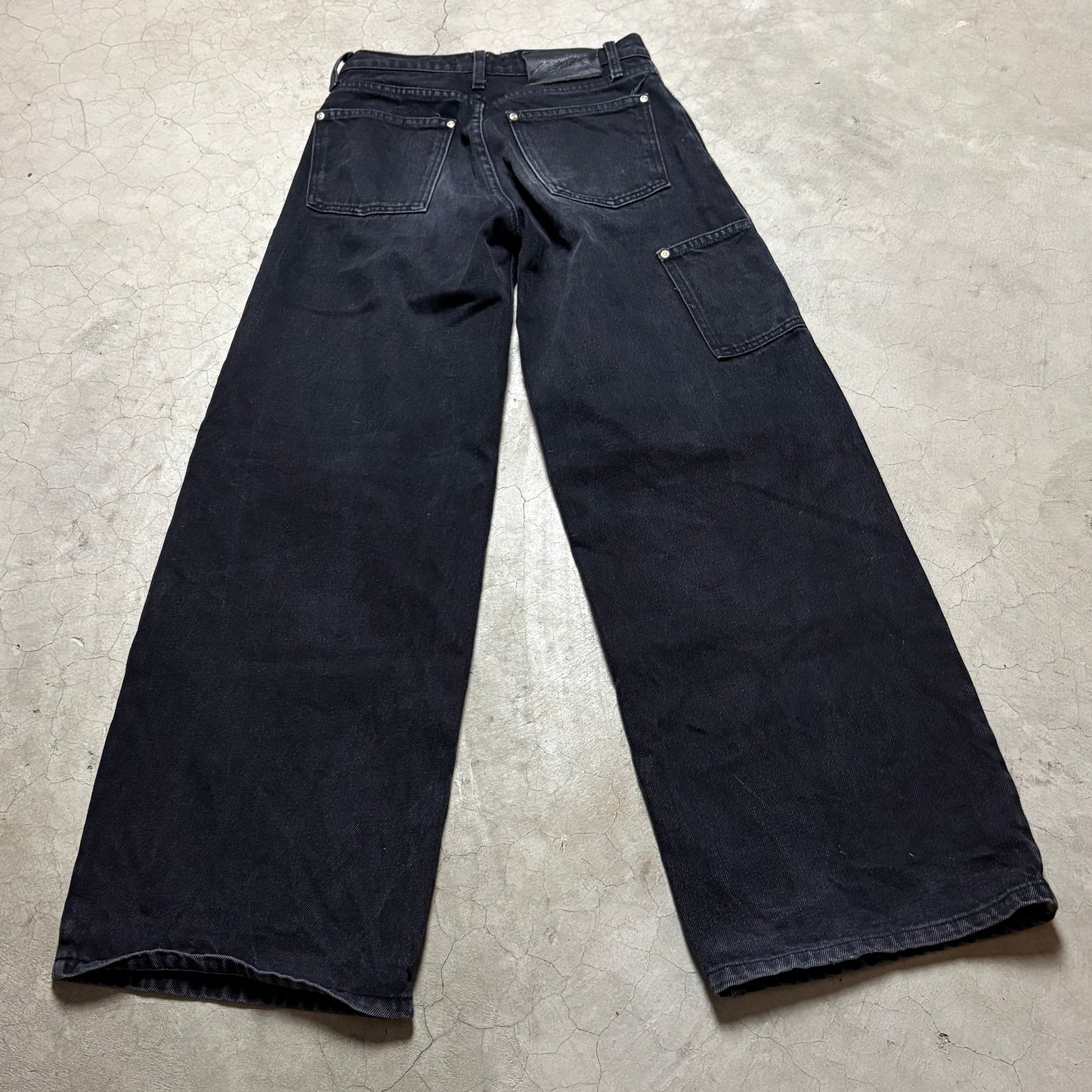 Discont'd Jet Black Baggy Straight Leg Jeans
