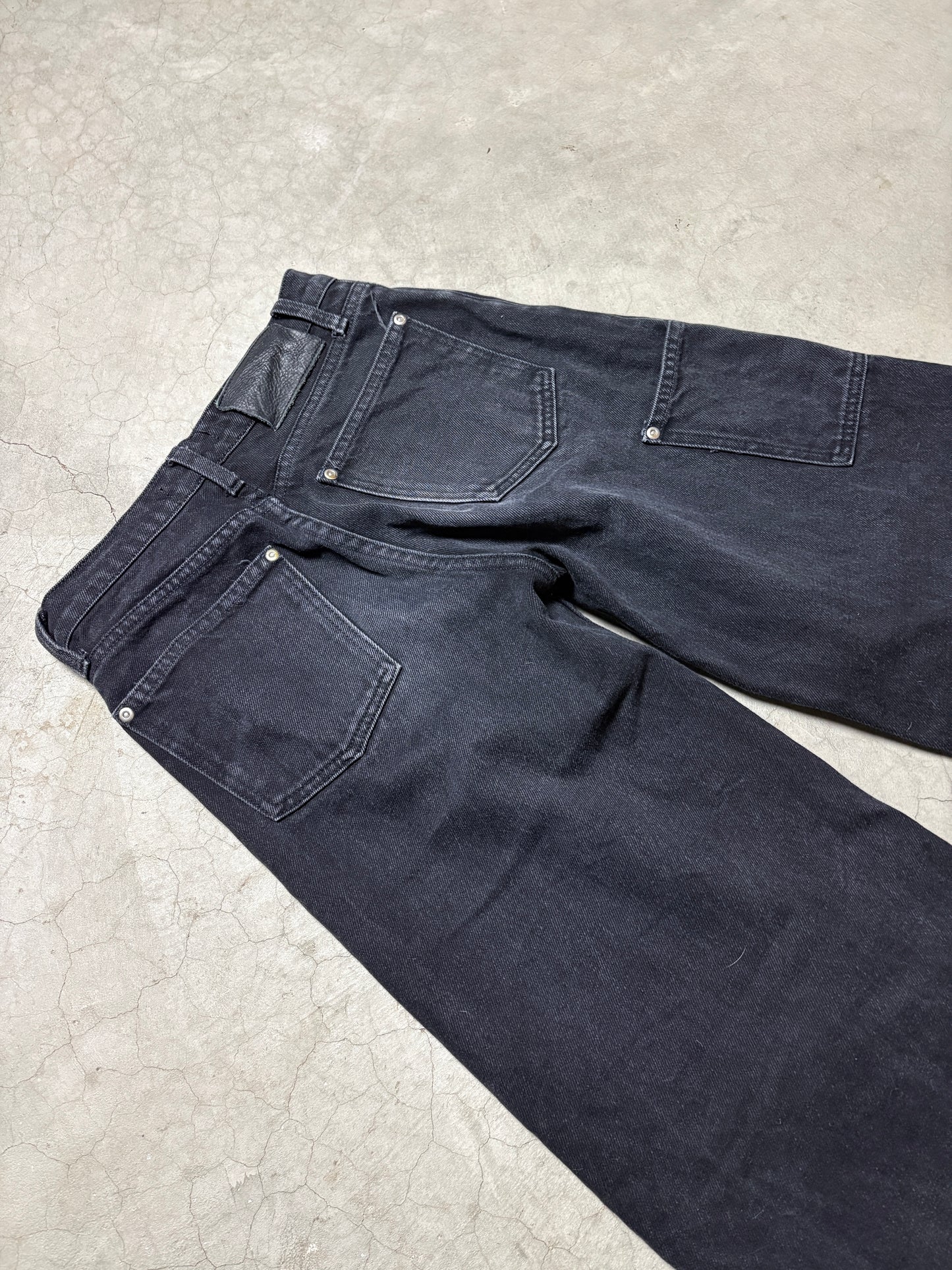 Discont'd Jet Black Baggy Straight Leg Jeans